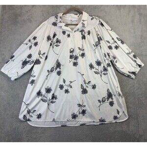 A Personal Touch Shirt Womens 4X White Floral Button Front Tunic Made in USA Top